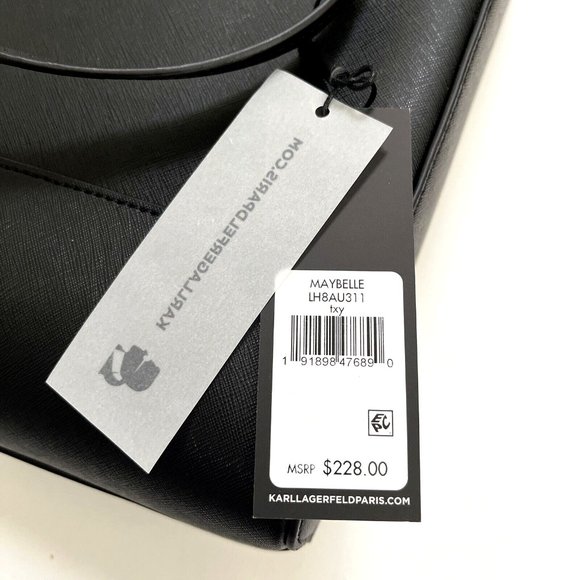 NWT $230 Karl Lagerfeld Paris Maybelle NYC Taxi Tote Bag – Black Faux Leather - Picture 7 of 11